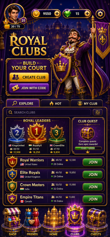 Ludo Royale Royal Clubs screen